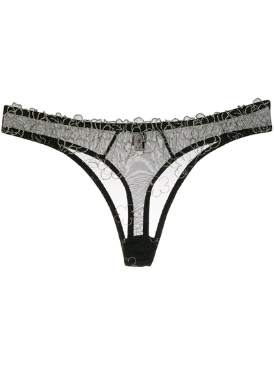 Shop Gilda & Pearl Floral Lace Thong In Black