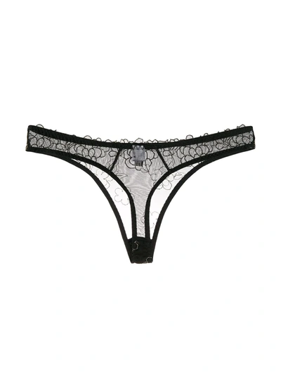 Shop Gilda & Pearl Floral Lace Thong In Black