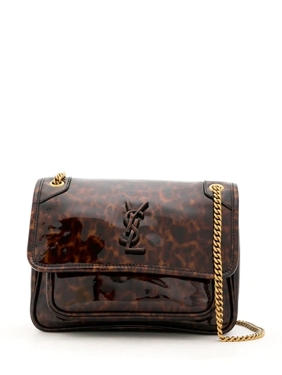 Shop Saint Laurent Niki Tortoiseshell-print Bag In Brown