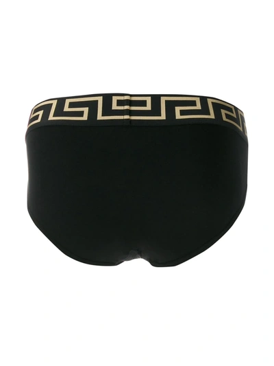 Versace Black Greca Border Swim Briefs In Black