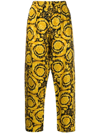 Shop Versace Baroque Print Pyjama Bottoms In Yellow