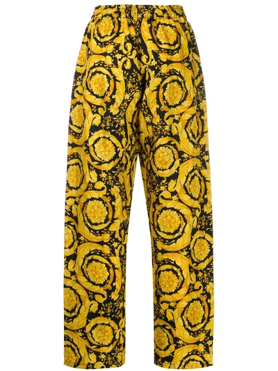 Shop Versace Baroque Print Pyjama Bottoms In Yellow