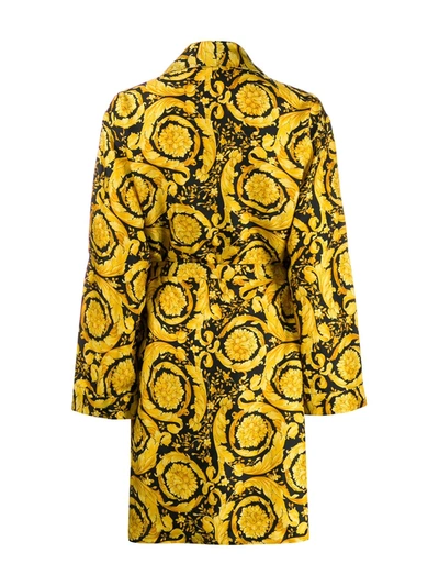 Shop Versace Baroque-print Dressing Gown In Yellow