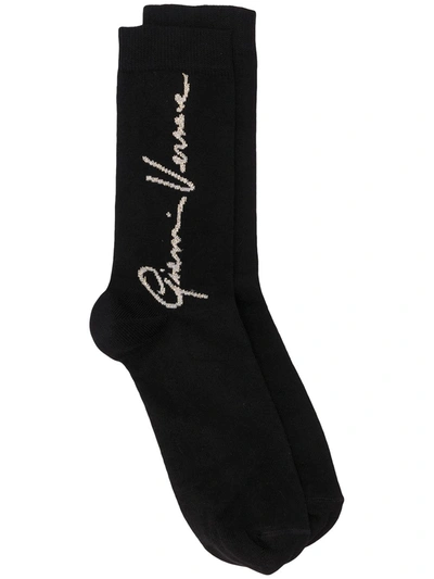 Shop Versace Gianni  Socks In Black