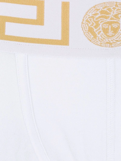Versace Stretch Cotton Boxer Shorts With Greek Motif In White