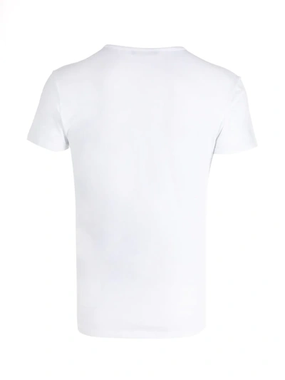 Versace White Crewneck T-shirt With Medusa Print On The Front In Cotton Stretch Man In White