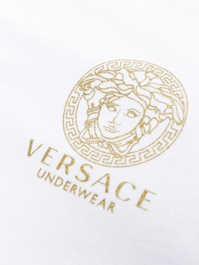 Versace White Crewneck T-shirt With Medusa Print On The Front In Cotton Stretch Man In White
