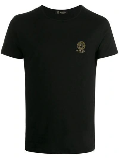 Shop Versace Medusa Chest Logo T-shirt In Black