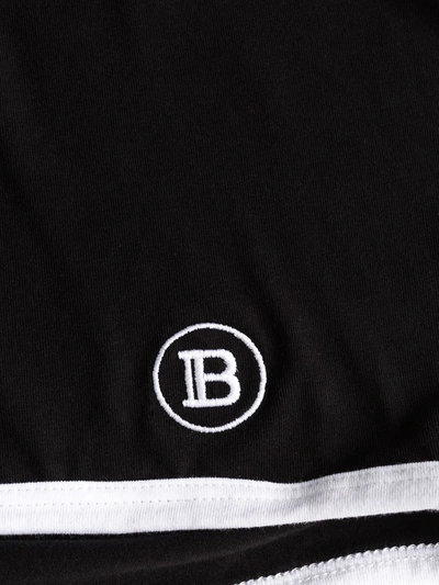 Shop Balmain Two-tone Logo-print Stretch-cotton Boxers In Black