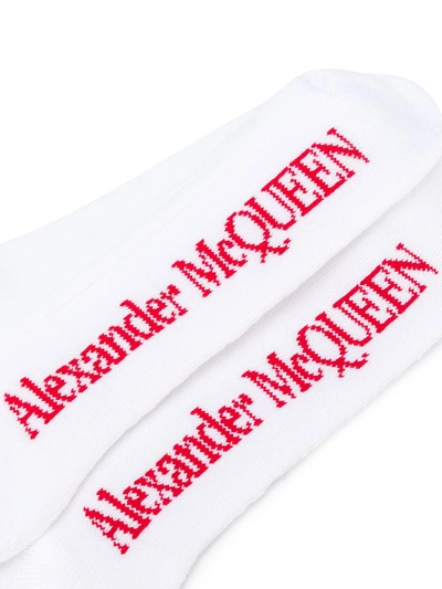 Shop Alexander Mcqueen Stripe And Skull-embellished Socks In White