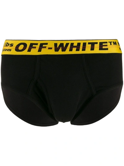 Shop Off-white Logo Waistband Briefs In Black