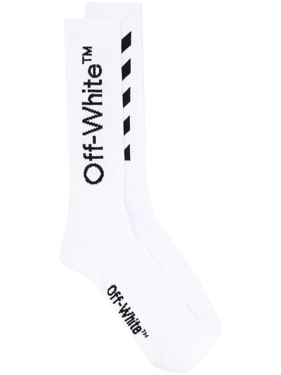 Shop Off-white Diag Mid-length Socks In White