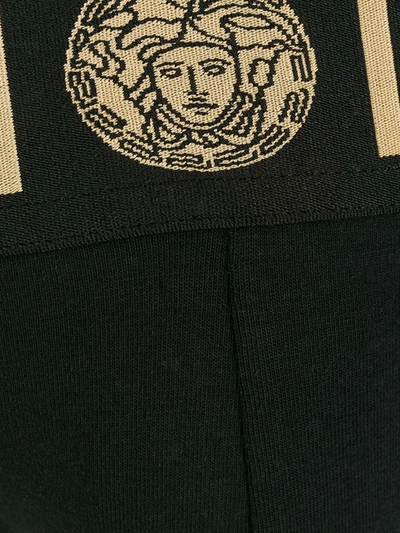 Versace Stretch Cotton Jock Strap With Medusa Greca Logo In Black