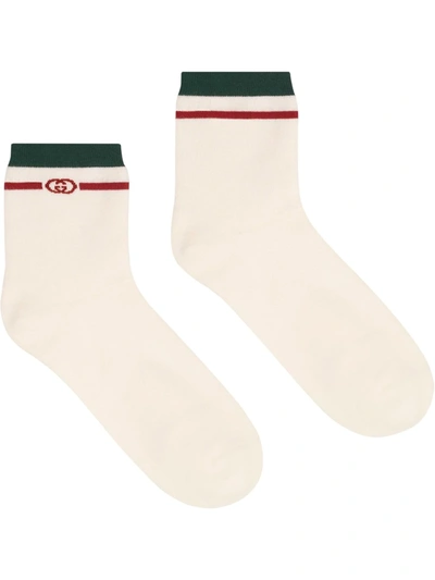 Shop Gucci Gg Detail Socks In White