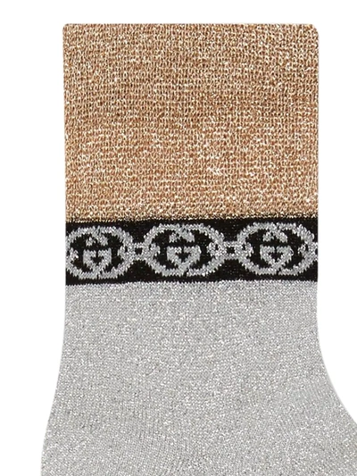 Shop Gucci Interlocking G Chain-trimmed Socks In Metallic