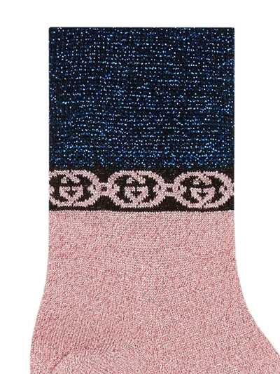 Shop Gucci Interlocking G Chain-trimmed Socks In Pink
