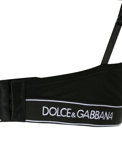 Dolce & Gabbana Logo Band Cotton Jersey Balconette Bra In Black