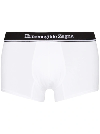 Shop Ermenegildo Zegna Logo Band Trunks In White