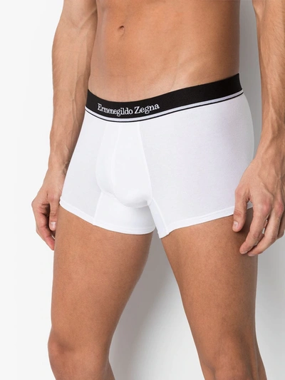 Shop Ermenegildo Zegna Logo Band Trunks In White