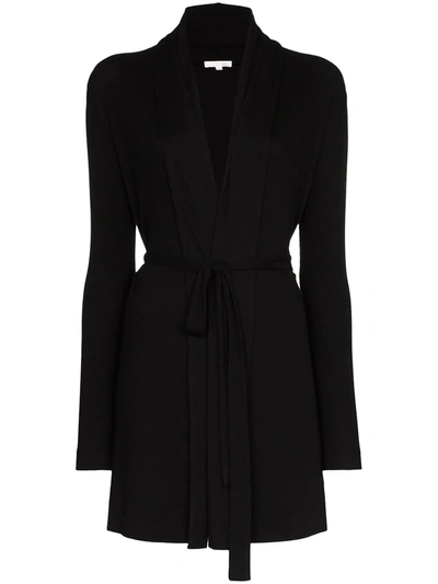 Shop Skin Natalie Wrap Tie-waist Cardigan In Black