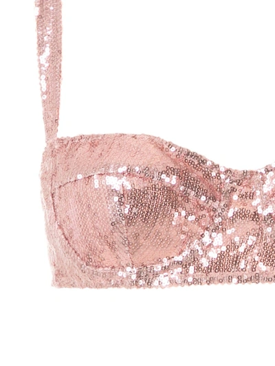Shop Dolce & Gabbana Balcony Sequined Bra In Pink
