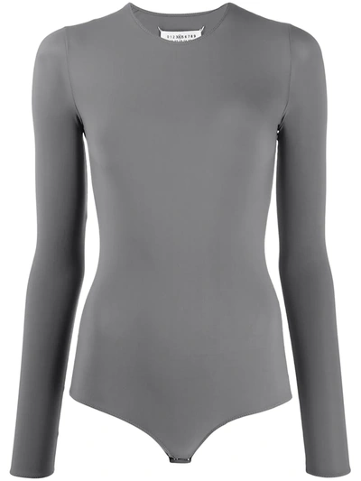 Shop Maison Margiela Long-sleeve Bodysuit In Grey