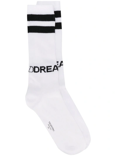 Shop Valentino Vlogo Dreamers Socks In White