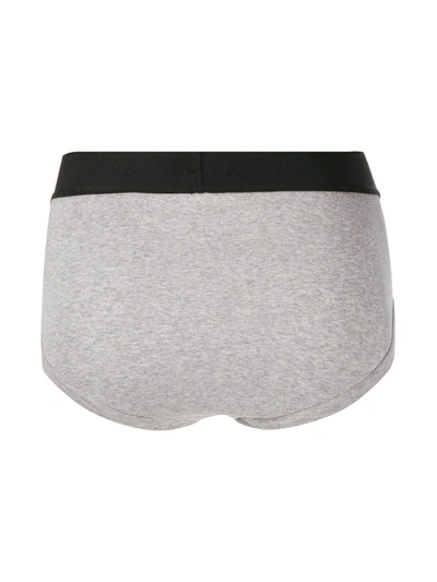 Shop Tom Ford Logo-embellished Briefs In Grey