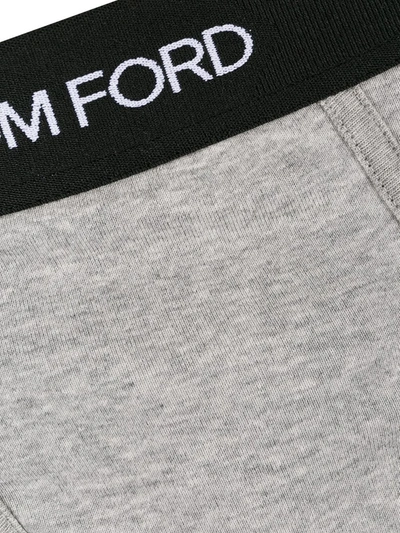 Shop Tom Ford Logo-embellished Briefs In Grey