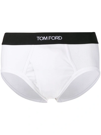 Shop Tom Ford Logo-embellished Briefs In White