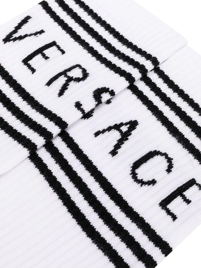 Shop Versace 90s Vintage Logo Socks In White