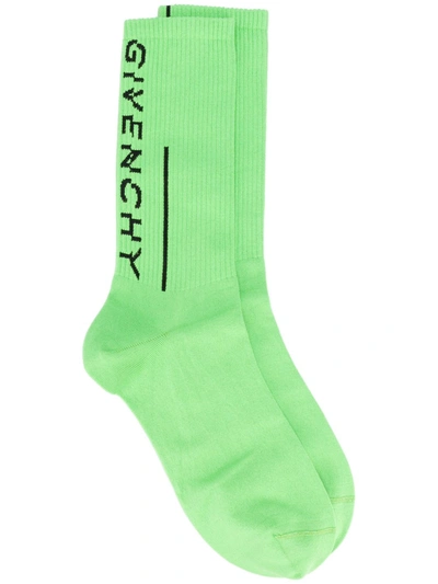 Shop Givenchy Logo Socks In Green