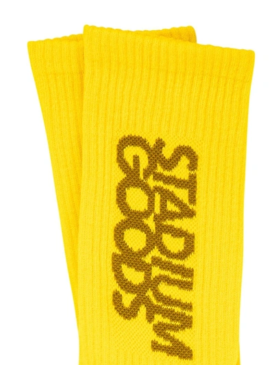 Shop Stadium Goods Ribbed Logo "sunflower" Socks In Yellow