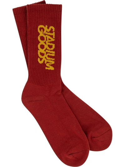 Shop Stadium Goods Logo-print Crew Socks In Red