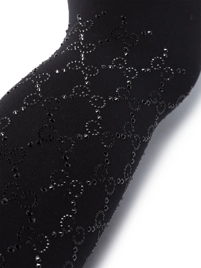 Shop Gucci Crystal Gg Tights In Black