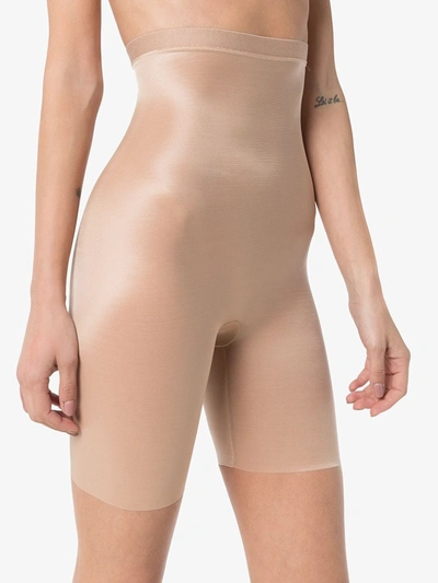 Shop Spanx High-waisted Skinny Shaping Shorts In Neutrals