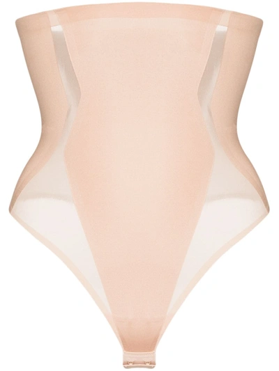 Shop Spanx Haute Contour High-waisted Thong In Neutrals