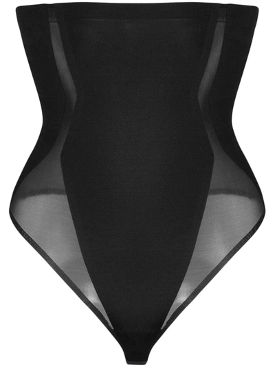 Shop Spanx High-waist Shaping Thong In Black