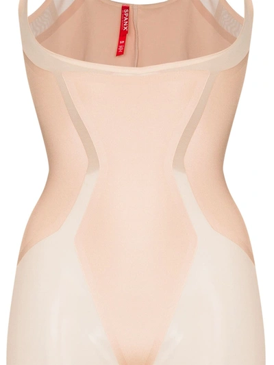 Shop Spanx Haute Contour Mid-thigh Bodysuit In Neutrals