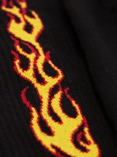 Shop Palm Angels Flame Intarsia Knit Socks In Black