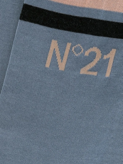 Shop N°21 Logo Mid-calf Socks In Blue