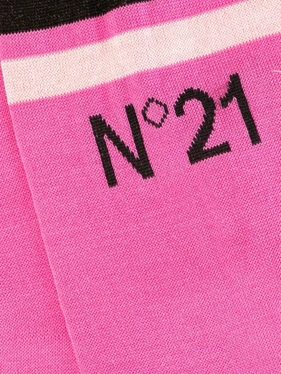Shop N°21 Mid-calf Logo Print Socks In Pink