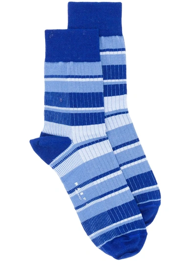 Shop Marni Striped Socks In Blue