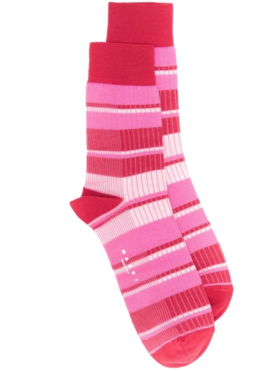 Shop Marni Striped Socks In Red