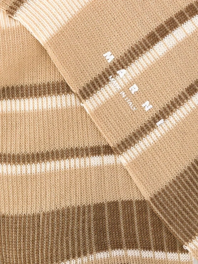 Shop Marni Striped Socks In Brown