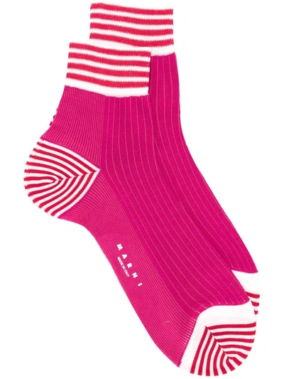 Shop Marni Striped Socks In Pink