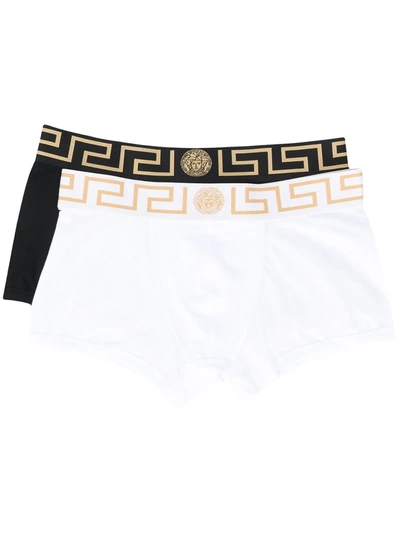 Shop Versace Greca Border Boxers Two-pack In White