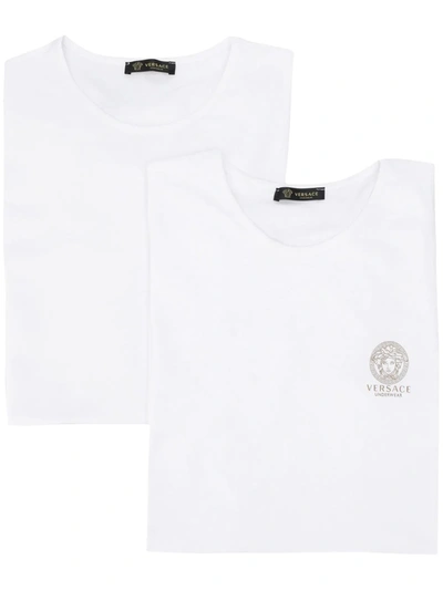 Shop Versace Two-pack Medusa Logo-print T-shirts In White