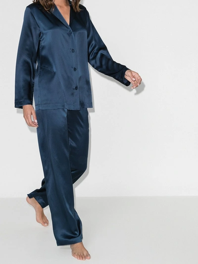 Shop La Perla Silk Pyjama Set In Blue