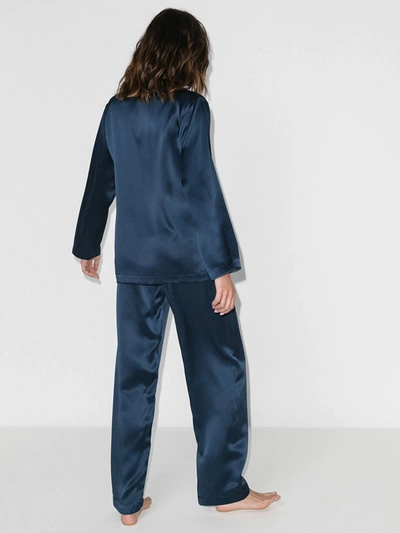 Shop La Perla Silk Pyjama Set In Blue